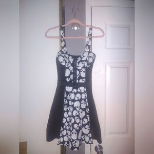 Black and White Skull Print Dress